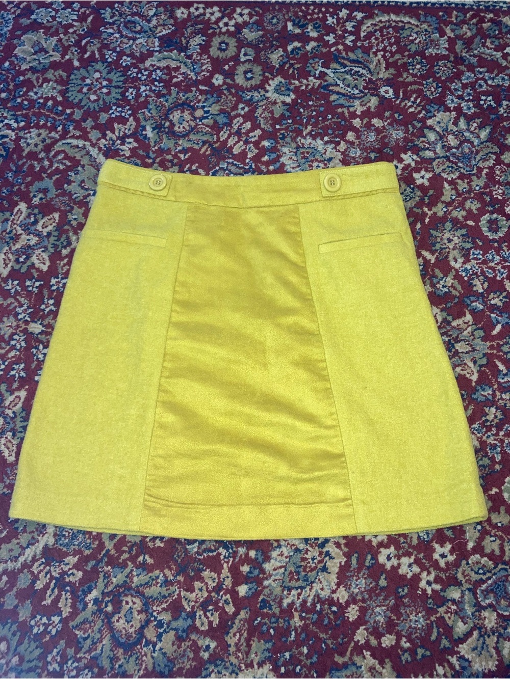 Chartreuse Panel Mini Skirt